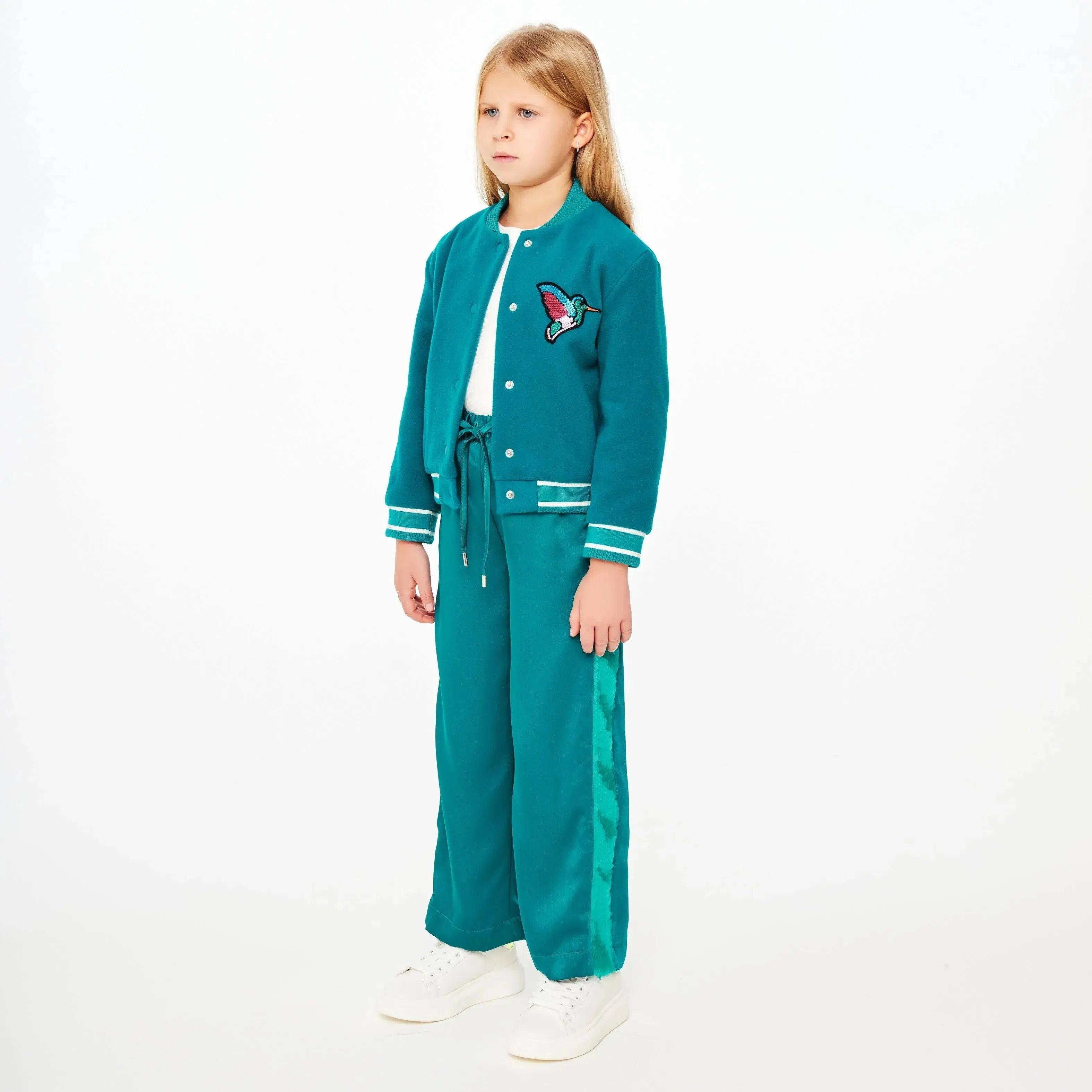 Satin Trousers with Sequin Side Detail