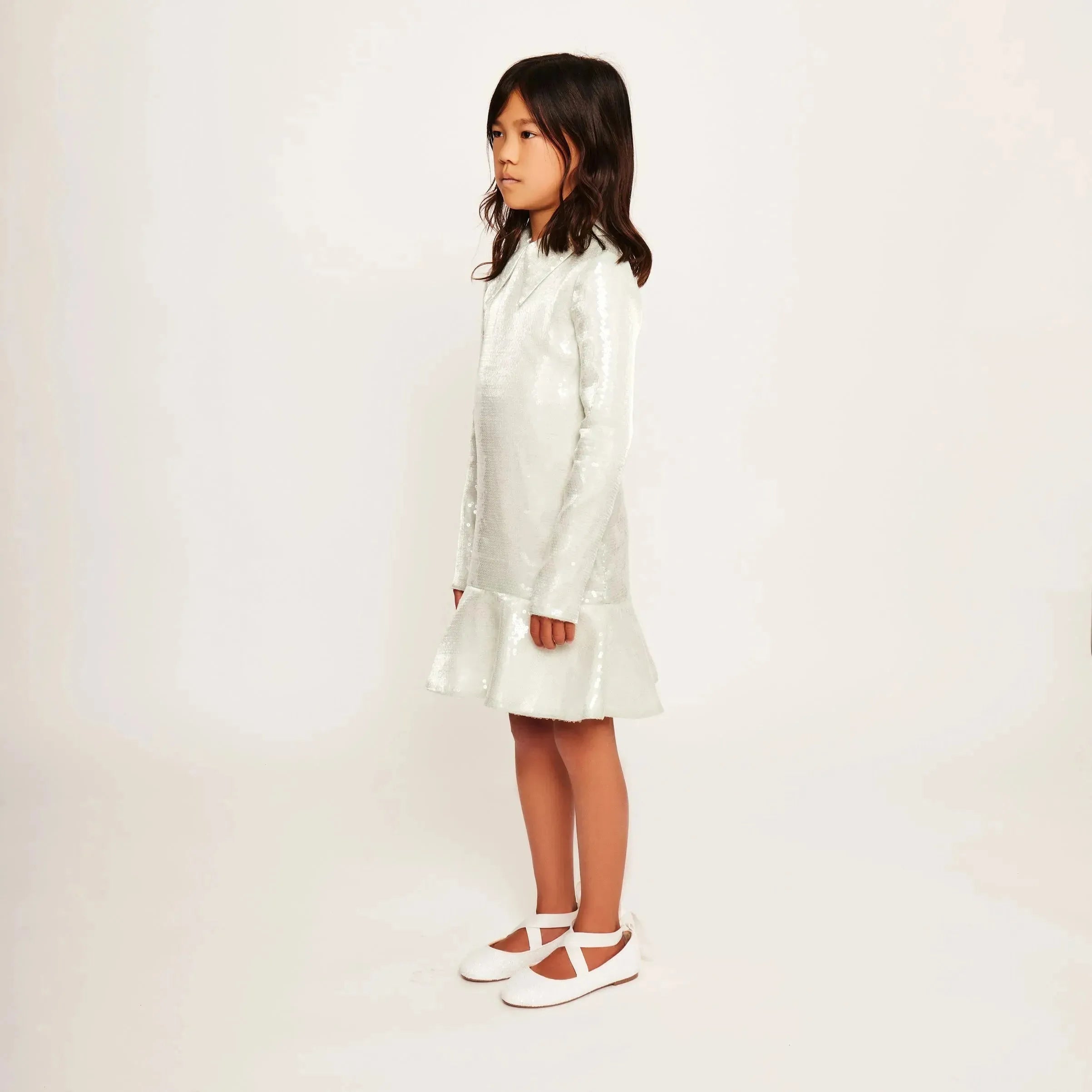 Water Effect Sequin Collar Dress