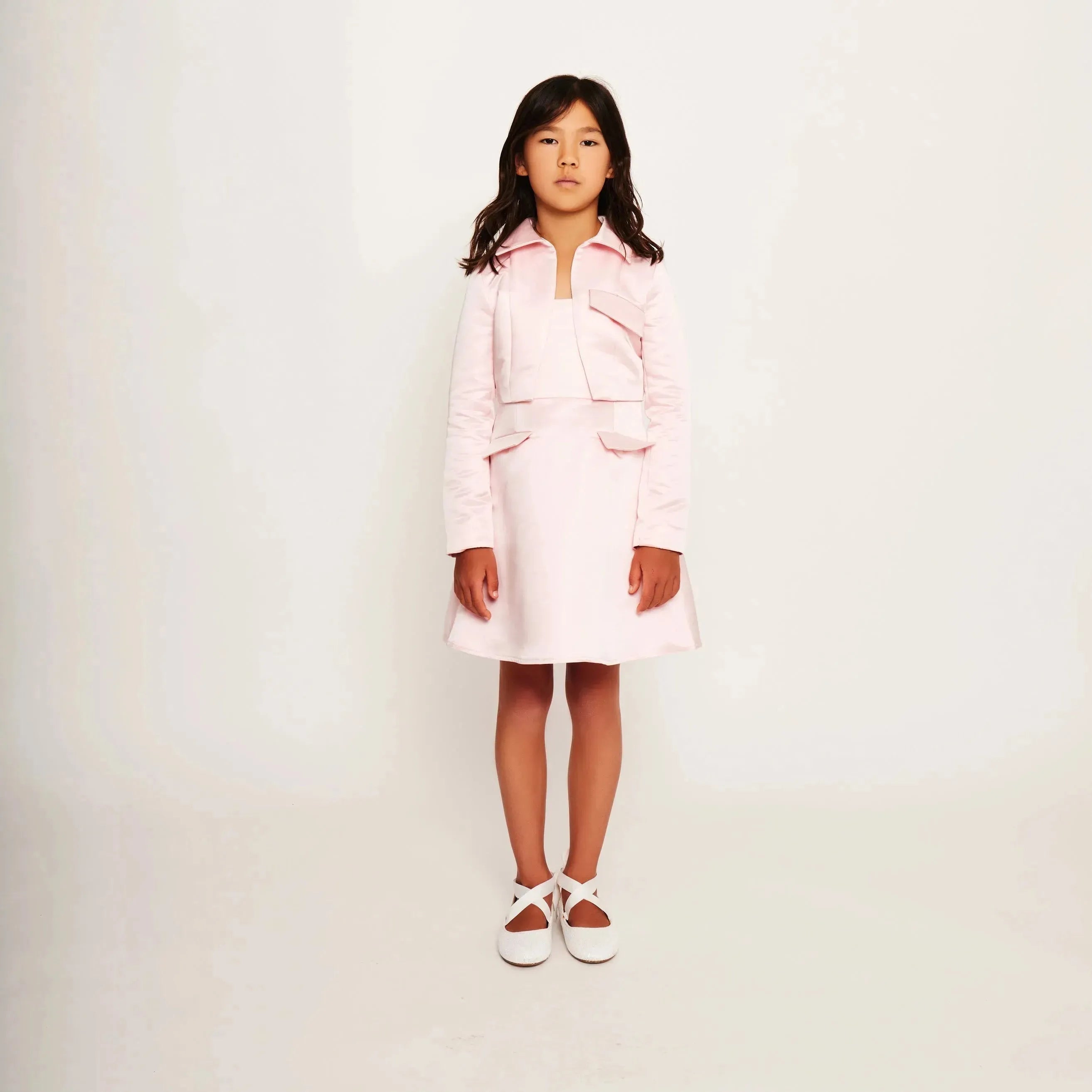 Satin Tailored Cropped Jacket