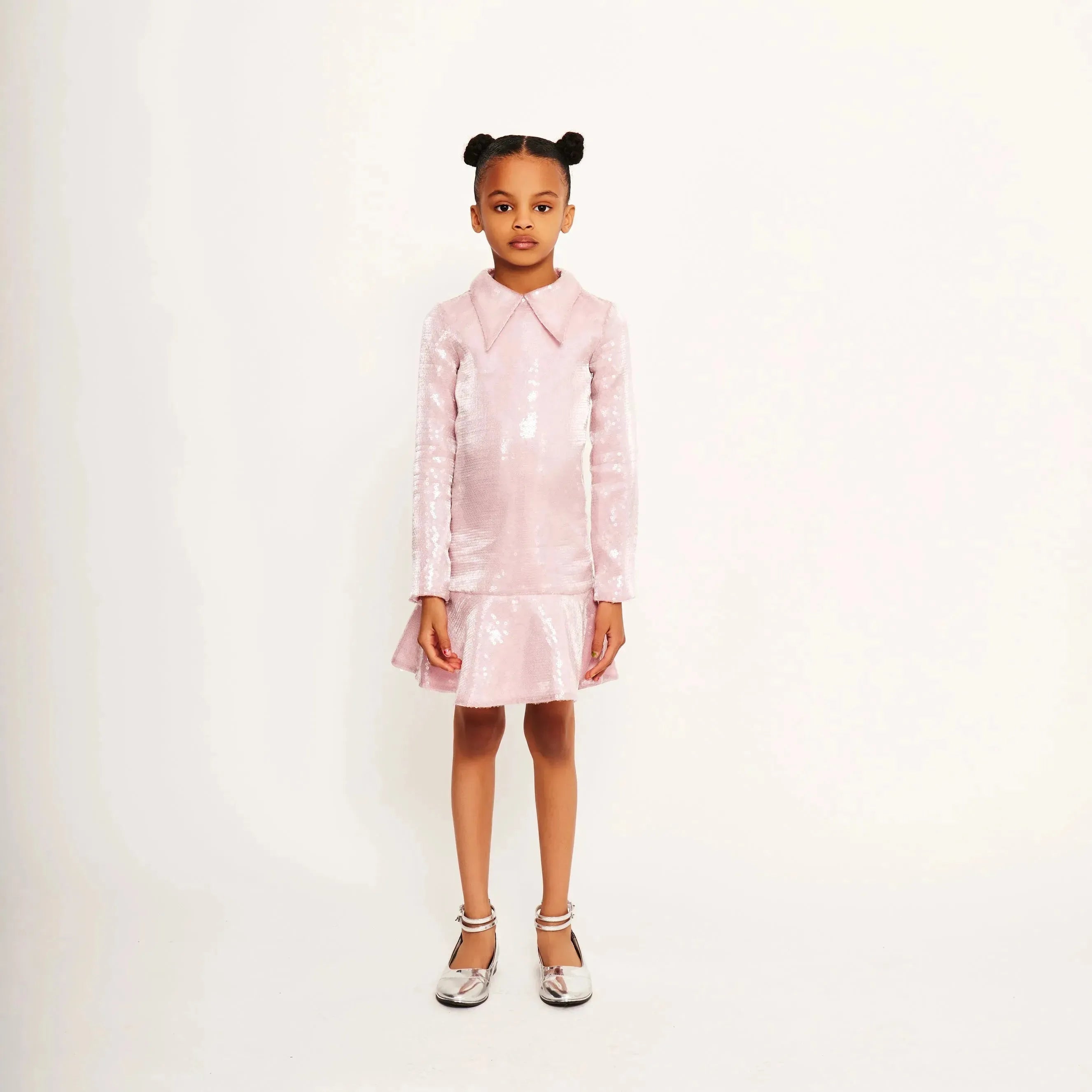 Water Effect Sequin Collar Dress