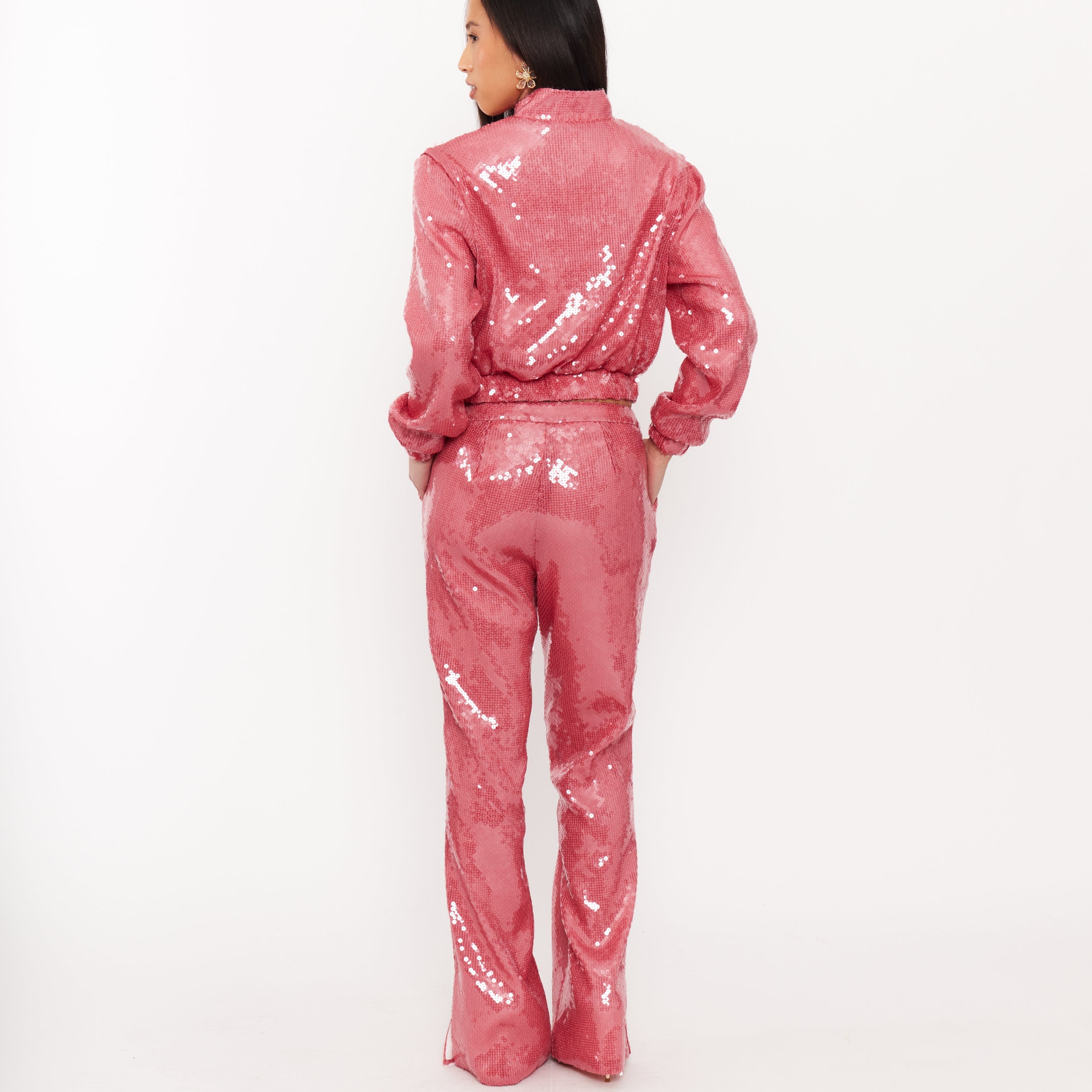 Women’s Sequin Trousers with Split Hem