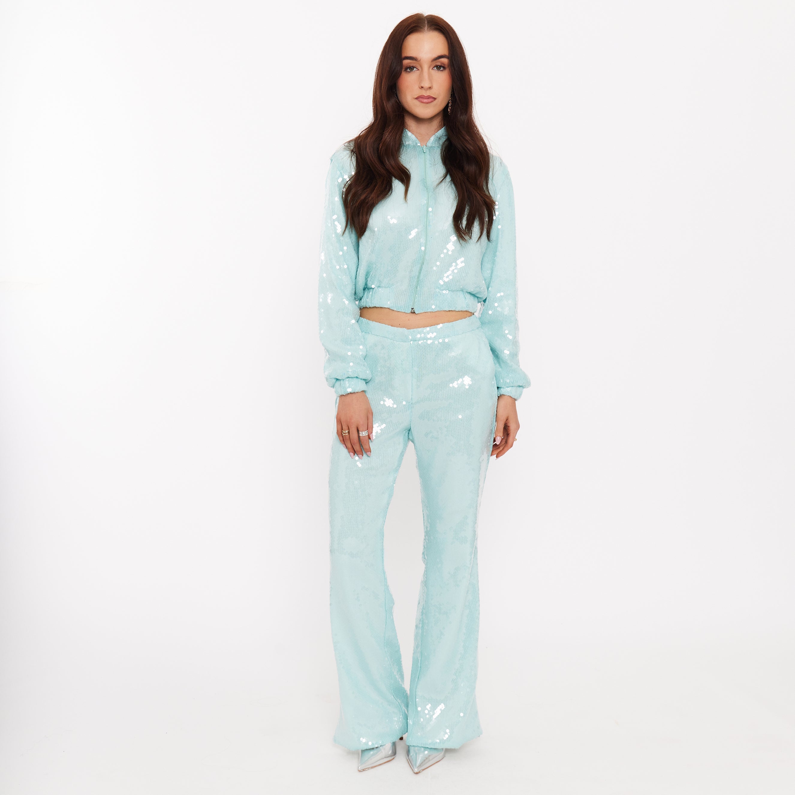 Women’s Sequin Trousers with Split Hem