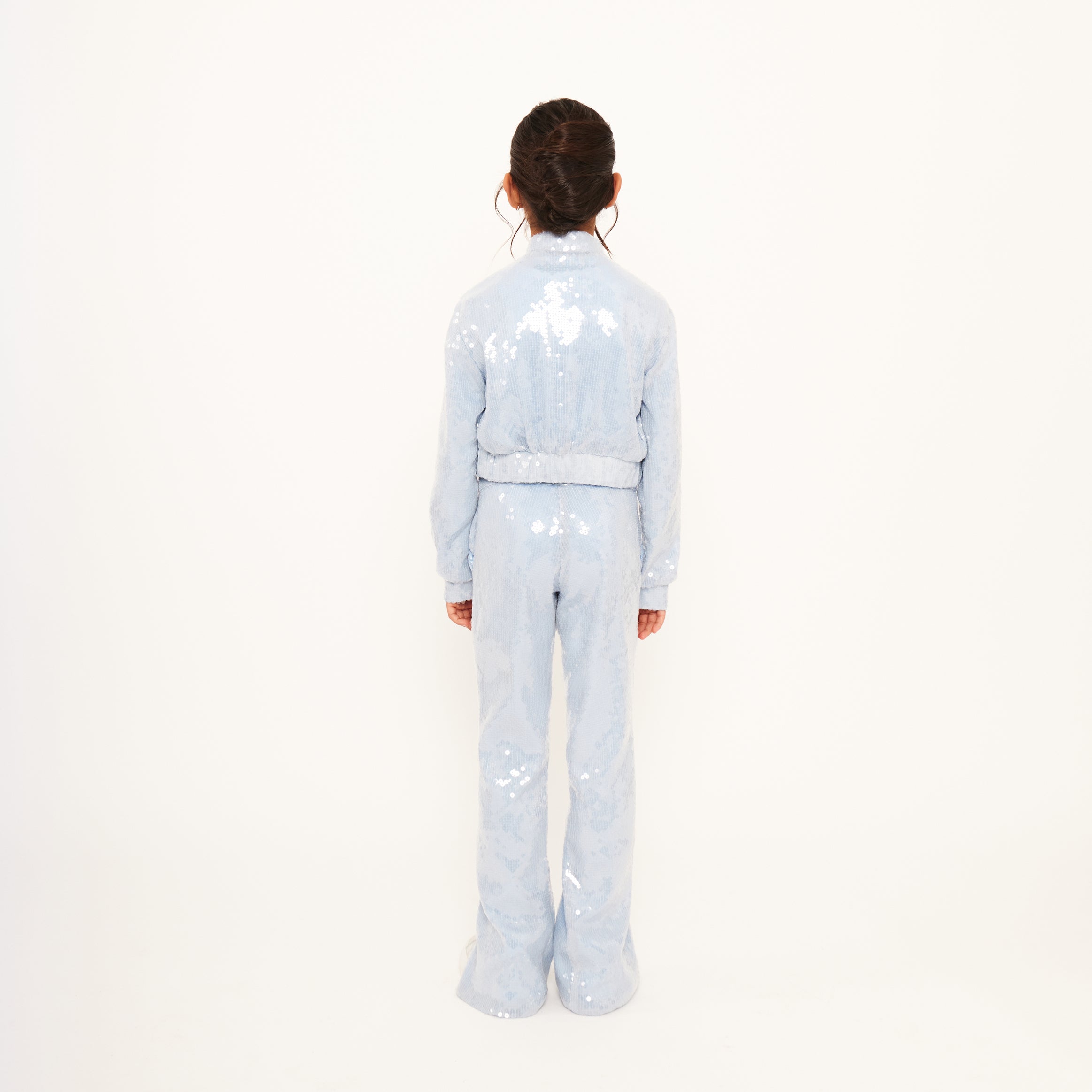 Water Sequin Trousers with Split Hem