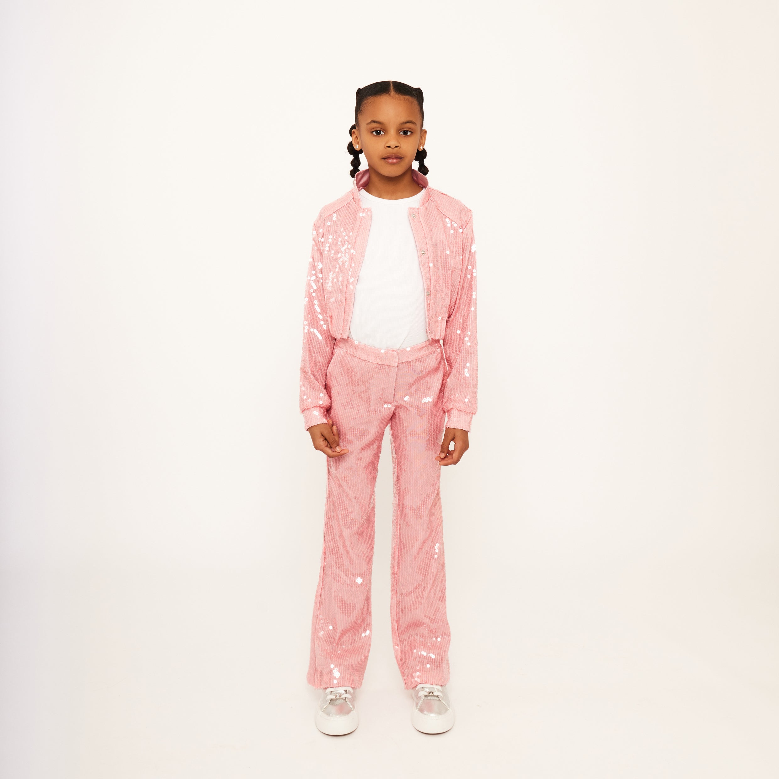 Water Sequin Trousers with Split Hem