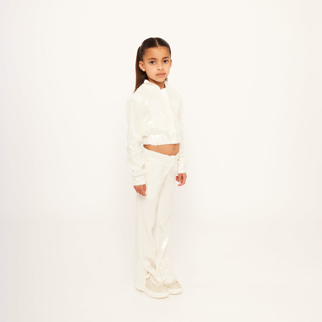 Water Sequin Trousers with Split Hem