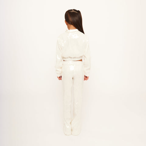 Water Sequin Trousers with Split Hem