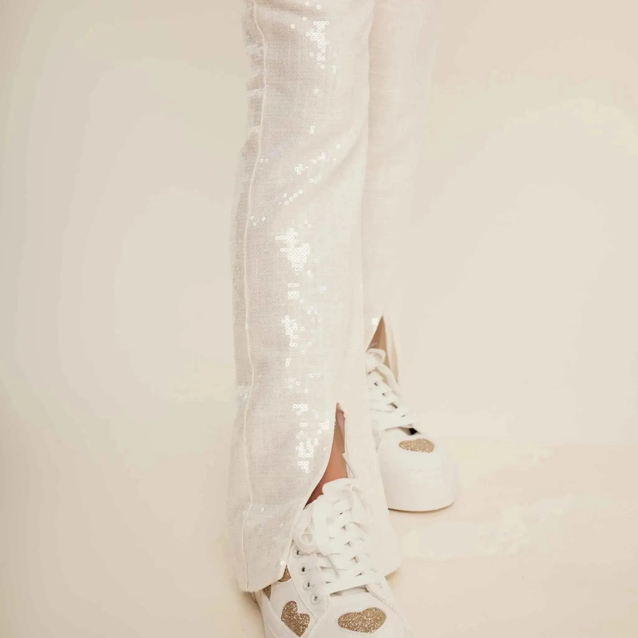 Sequin Pants with Split Detail 